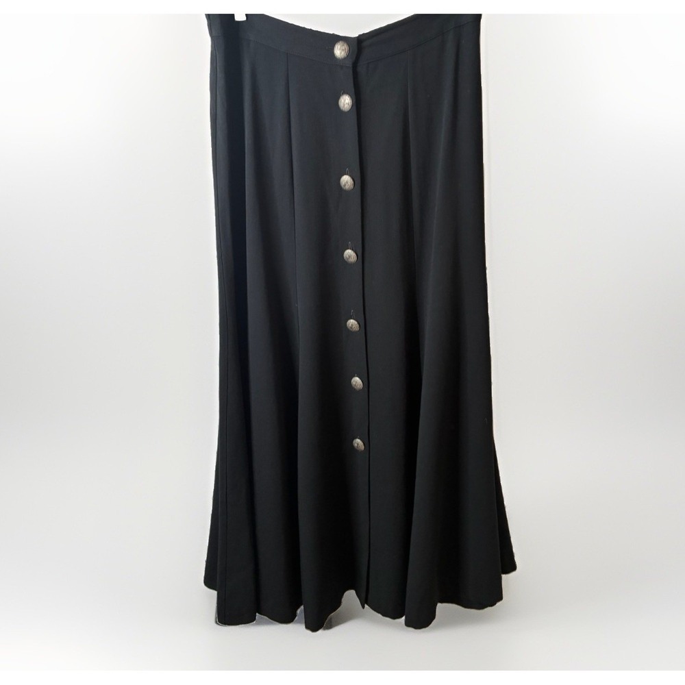 VTG Sage Creek By Liz Ence Women's Black Southwest Maxi skirt Size L Cottagecore